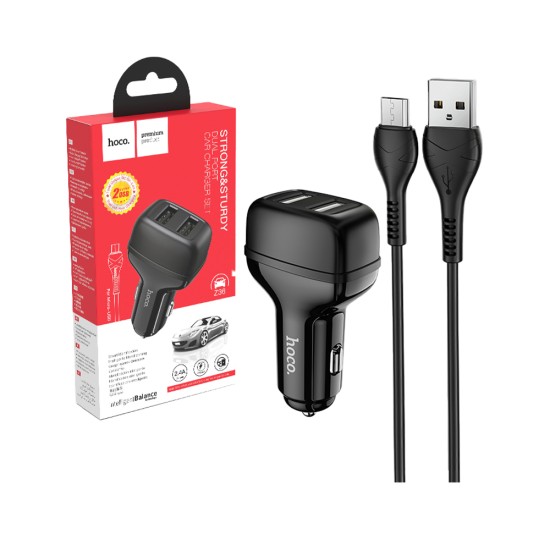 Hoco Car Charger Z36 Leader Dual Port Set With Micro Cable 1m White Hoco Car Charger Z36 Leader Dual Port Set With Micro Cable 1m White